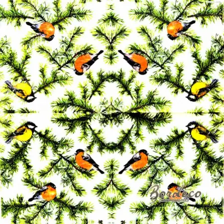 Serwetka do decoupage ptaszki na gałązkach świerku 33x33 PIXIE Unikat